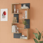 Pomar wall shelf in natural-anthracite shade 47.2x14.5x92.5cm - Image 2