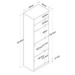 Kitchen cabinet with shelves Rowan white-walnut 60x42x182cm - Слика 5