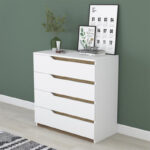 Chest of 4 drawers Verena white-walnut 80x47x92cm - Слика 2