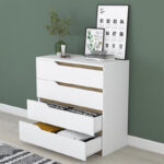 Chest of 4 drawers Verena white-walnut 80x47x92cm - Слика 3