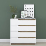 Chest of 4 drawers Verena white-walnut 80x47x92cm - Слика 4