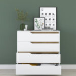 Chest of 4 drawers Verena white-walnut 80x47x92cm - Слика 5