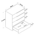 Chest of 4 drawers Verena white-walnut 80x47x92cm - Слика 6