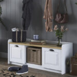 Shoe bench Arthur I 8 pairs white-walnut 120x40x45cm - Слика 2