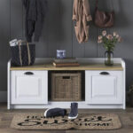 Shoe bench Arthur I 8 pairs white-walnut 120x40x45cm - Слика 3