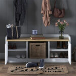 Shoe bench Arthur I 8 pairs white-walnut 120x40x45cm - Слика 4