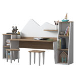 Канцелариски сет за деца 3 парчиња меурчиња орев-бели 180x45x93.5 см