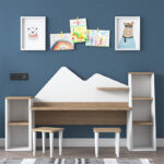 Office set for children 3pcs Bubble walnut-white180x45x93.5cm - Слика 3