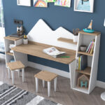 Office set for children 3pcs Bubble walnut-white180x45x93.5cm - Слика 5