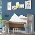 Office set for children 3pcs Bubble walnut-white180x45x93.5cm - Слика 6