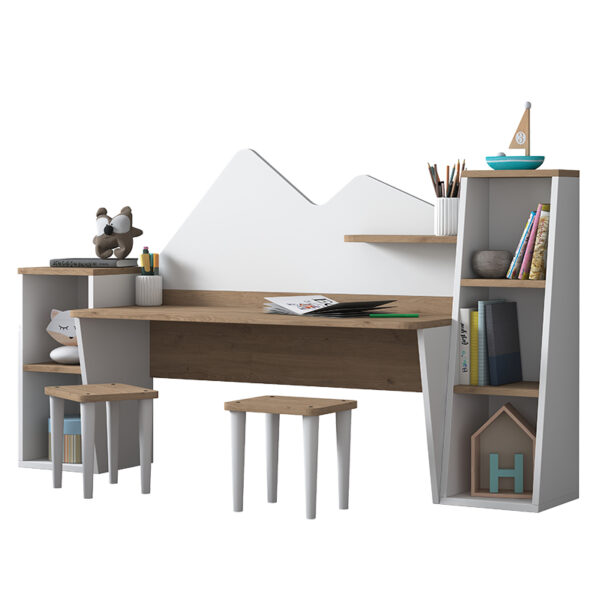 Office set for children 3pcs Bubble walnut-white180x45x93.5cm