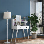Dressing table with mirror Rainy white 90x38.2x111.8cm - Слика 2