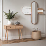 Wall hanger Baunty with mirror white-walnut125x2x122cm - Слика 2
