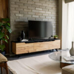TV unit Kasandra black marble imitation-walnut 180x35x48.3cm - Слика 2