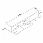 TV unit Kasandra black marble imitation-walnut 180x35x48.3cm - Слика 4