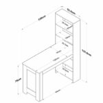 Work desk-shelf unit Pawl walnut 120x53.8x153.5cm - Слика 4