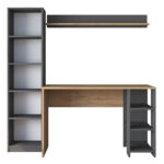 Work desk-shelf unit Goldie anthrasite-natural 160x45x161.8cm - Слика 3