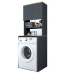 Laundry cabinet Rasmus anthracite-natural 65x60x183.6cm