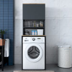 Laundry cabinet Rasmus anthracite-natural 65x60x183.6cm - Image 3