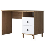 Work desk-shelf unit Goldie white-natural 160x50x161.8cm - Image 6