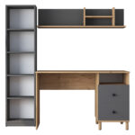 Work desk-shelf unit Goldie anthracite-natural 160x50x161.8cm - Слика 5
