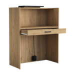 Reception desk Zowel με led melamine natural-dark grey 90x40x110cm - Image 3