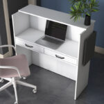 Reception desk Triana melamine white-dark grey 110x40x110cm - Слика 3
