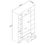 4 Doors wardrobe with mirror Rersin white walnut melamine 140x51.5x210cm - Image 5