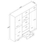 Wardrobe with mirror Warko white walnut melamine 210x51.5x210cm - Слика 5