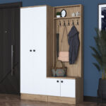 Entrance furniture Nafdo walnut-white melamine 119.6x35.5x182.8cm - Image 2