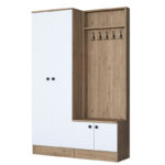 Entrance furniture Nafdo walnut-white melamine 119.6x35.5x182.8cm