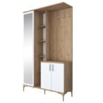 Entrance furniture Zozmo walnut-white melamine 120x37.5x198.6cm