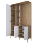 Entrance furniture Zozmo walnut-white melamine 120x37.5x198.6cm - Image 3