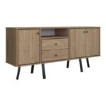 Бифе Derbio орев меламин - темно сива метална ногарка 180x45x83.6 см