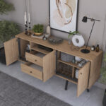 Buffet Derbio walnut melamine-dark grey metal leg 180x45x83.6cm - Слика 3