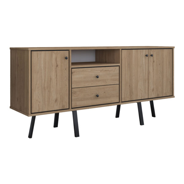 Buffet Derbio walnut melamine-dark grey metal leg 180x45x83.6cm