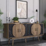 Buffet Suckie walnut-black marble look melamine-walnut pp leg 180x45x82.6cm - Image 2