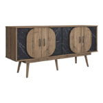 Бифе Suckie со изглед на орев-црн мермер, меламин-орев pp ногарки 180x45x82,6 см