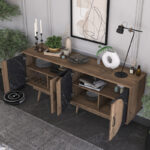 Buffet Suckie walnut-black marble look melamine-walnut pp leg 180x45x82.6cm - Image 3