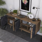 Buffet Suckie I walnut-black marble look melamine-walnut pp leg 180x45x82.6cm - Слика 3