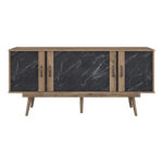 Buffet Suckie I walnut-black marble look melamine-walnut pp leg 180x45x82.6cm - Слика 4