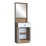 Entrance furniture Rockder white-natural melamine 60x35.5x182.8cm - Image 3