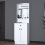 Entrance furniture Rockder white melamine 60x35.5x182.8cm - Image 2