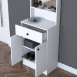 Entrance furniture Rockder white melamine 60x35.5x182.8cm - Image 3