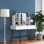 Dressing table Loppy white melamine-black metal leg 120x40x131.6cm - Image 2