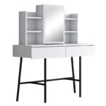 Dressing table Loppy white melamine-black metal leg 120x40x131.6cm