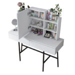 Dressing table Loppy white melamine-black metal leg 120x40x131.6cm - Image 3