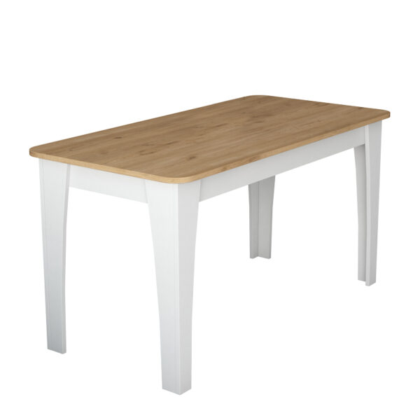 Table Kaily in white-natural melamine 140x70x73.8cm