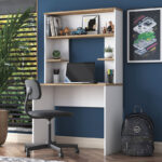 Work desk-library Wunko in walnut-white shade 90x45x155.6cm - Image 2