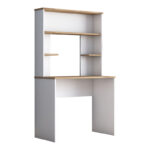 Work desk-library Wunko in walnut-white shade 90x45x155.6cm